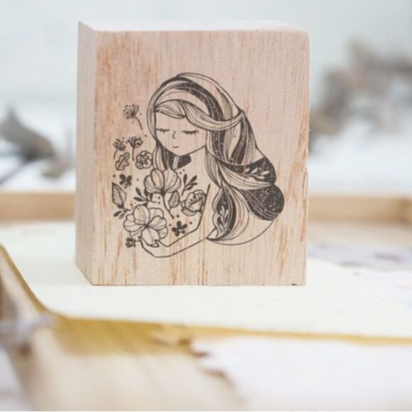Black milk project  Wooden Stamp with Floral Design Feel - Picture 1 of 5